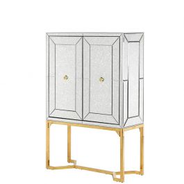 Eleganter Verspiegelter Hochschrank In Antik Optik Mit Zartem Goldenen Metallrahmen