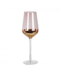 elegantes Weißweinglas, Weinglas aus lila getöntem Glas mit kupferfarbenem Boden